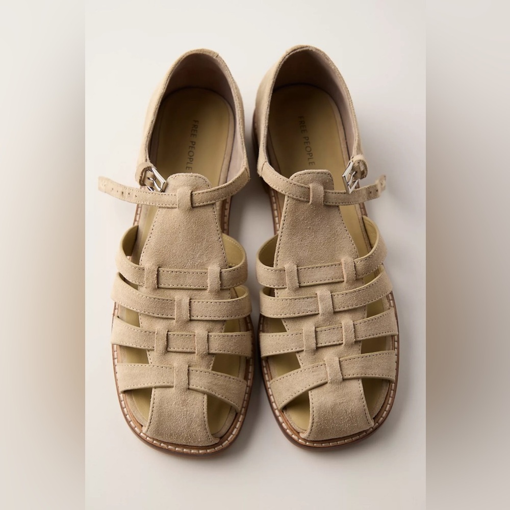 New Free People FP Willow Fisherman Cage Flats Sandals Shoes sz 7